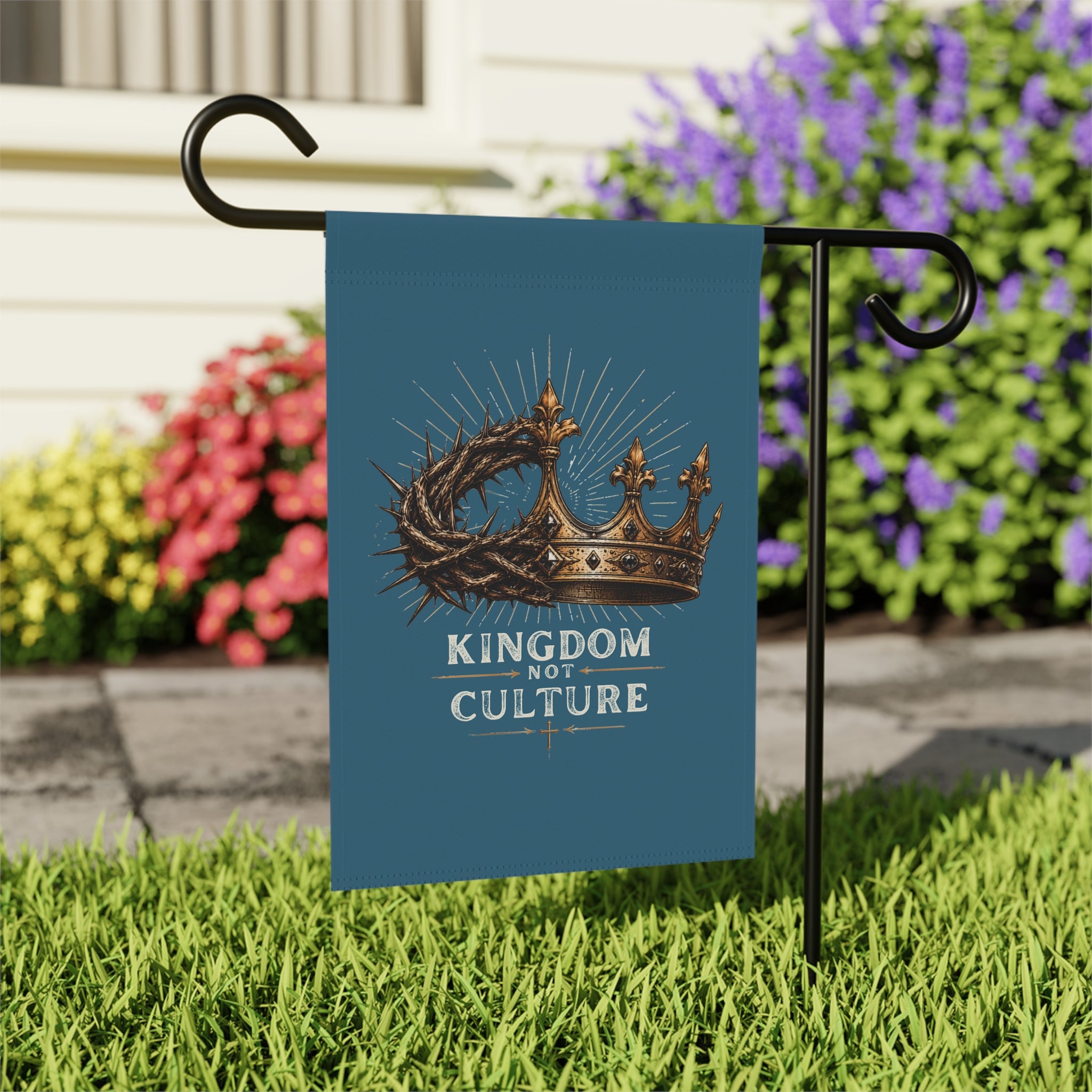 Garden Flag — "Kingdom Not Culture" Crown & Thorns Decorative House Banner