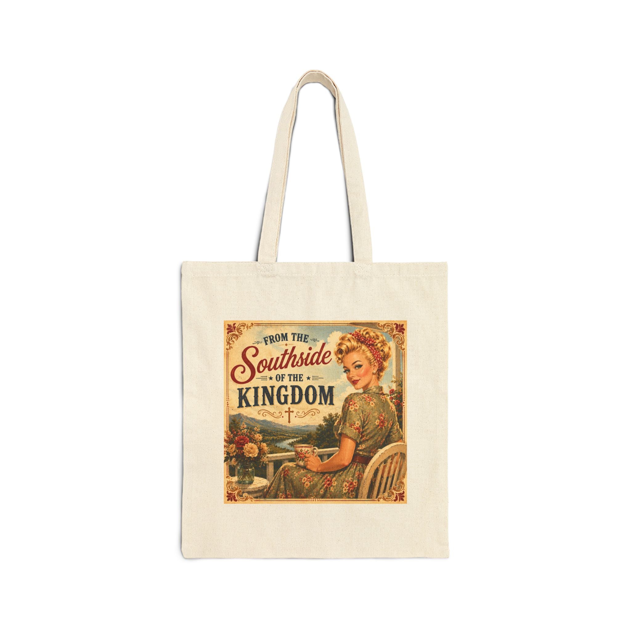 Bag - Vintage 'The Southside of The Kingdom' Retro Reader Canvas Tote | Blonde