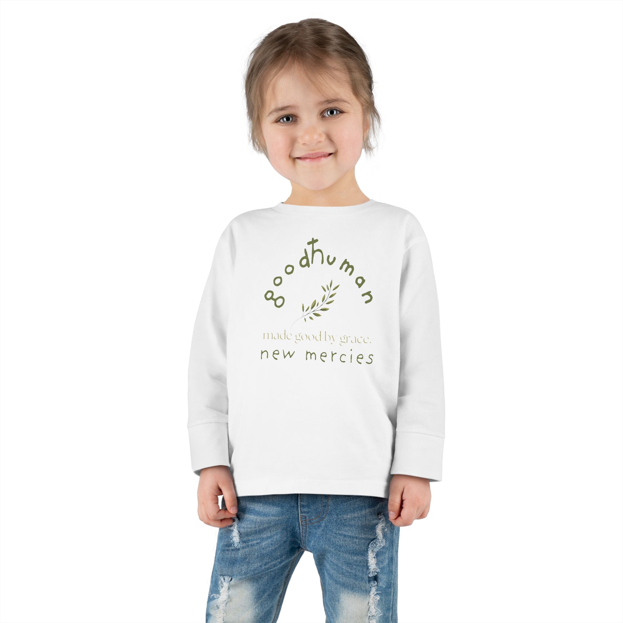Toddler Long Sleeve Tee - Good Human Design, Eco-Friendly Kids Shirt, Gift for Toddlers, Baby Shower, Birthday