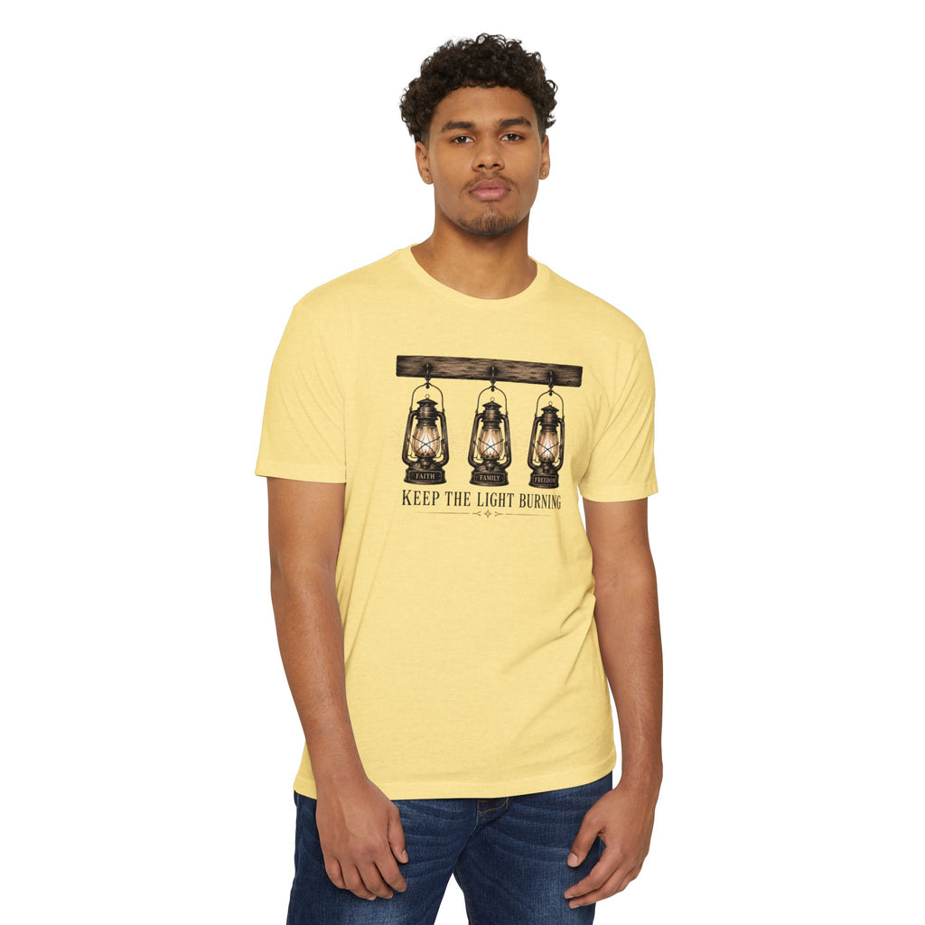 Keep The Light Burning T-Shirt — Vintage Lantern Graphic Tee
