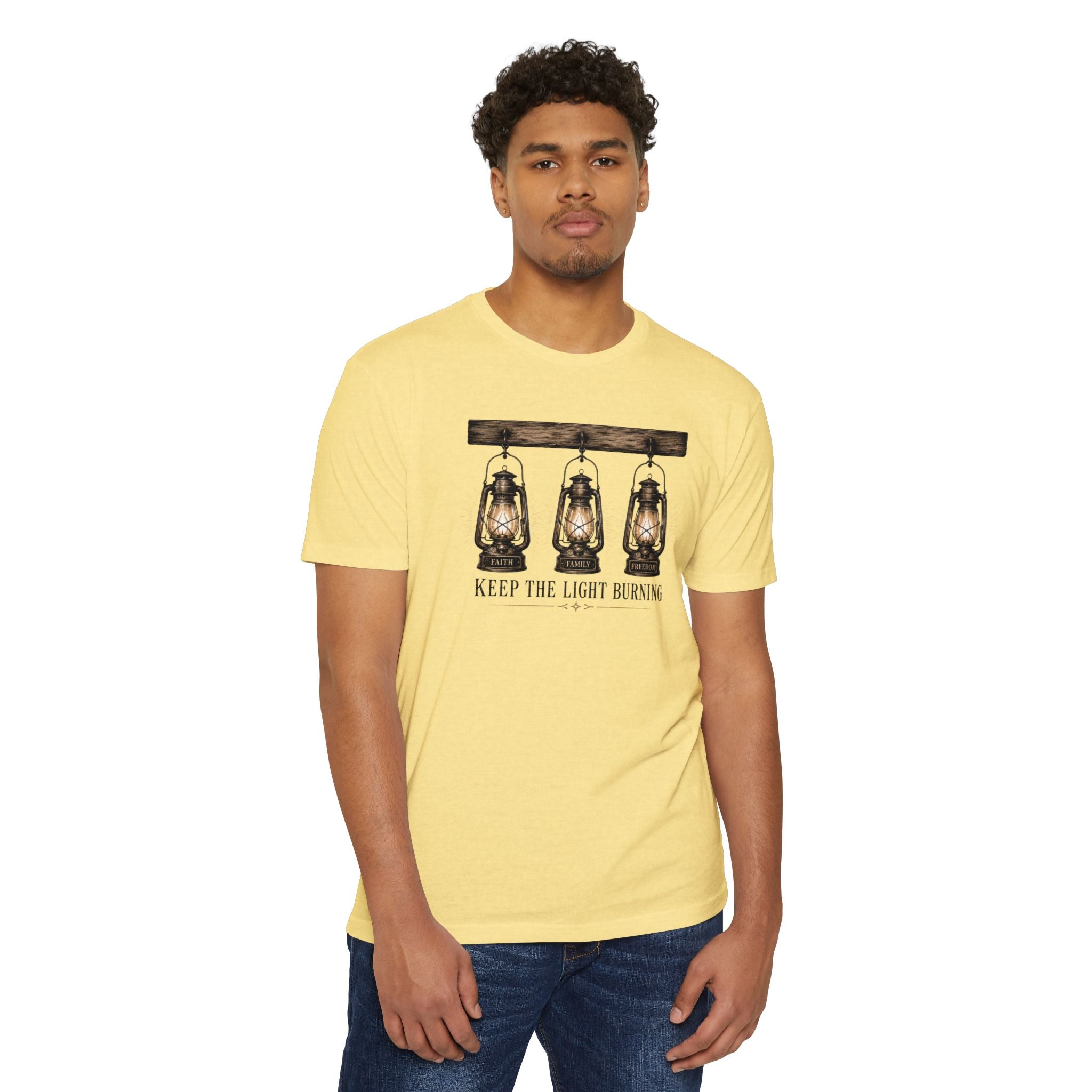 Keep The Light Burning T-Shirt — Vintage Lantern Graphic Tee